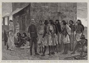 Avec la garnison britannique à Suakim, des indigènes amicaux partant pour une reconnaissance nocturne - Joseph Nash